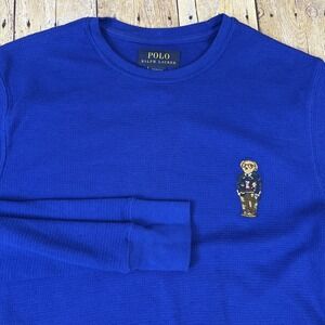 Polo Ralph Lauren Sleepwear Collegiate Bear Pajama Top Waffle Knit Mens Small